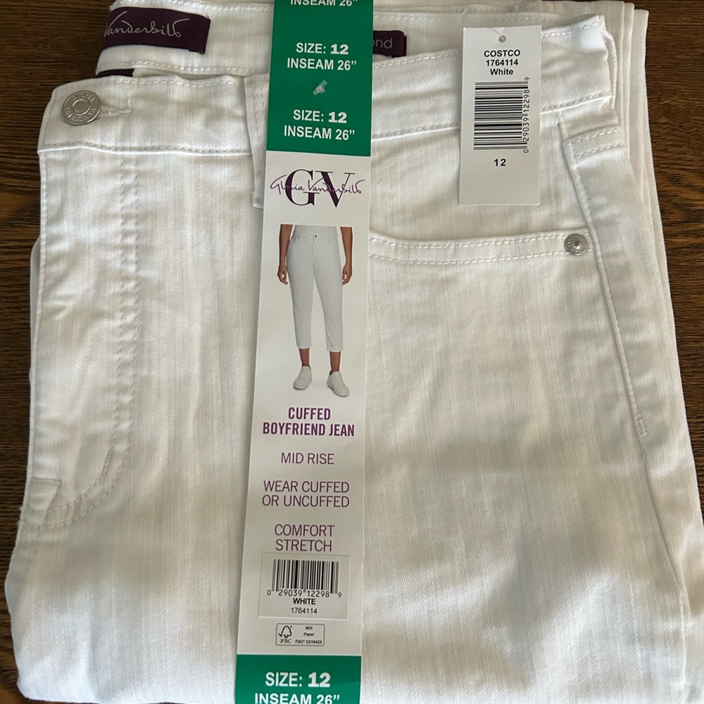 Gloria Vanderbilt Women's White Boyfriend Jeans